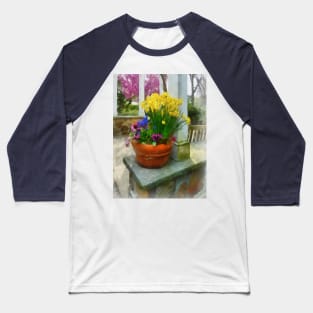 Daffodils - Daffodils and Pansies in Flowerpot Baseball T-Shirt